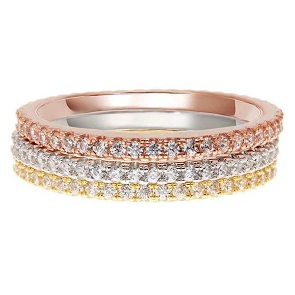 14K Rose Gold Simulated Diamond Band - Picture 3 of 7